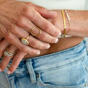 Open Circle Gold Ring Waterproof Minimalist Stacking Ring Everyday Jewelry